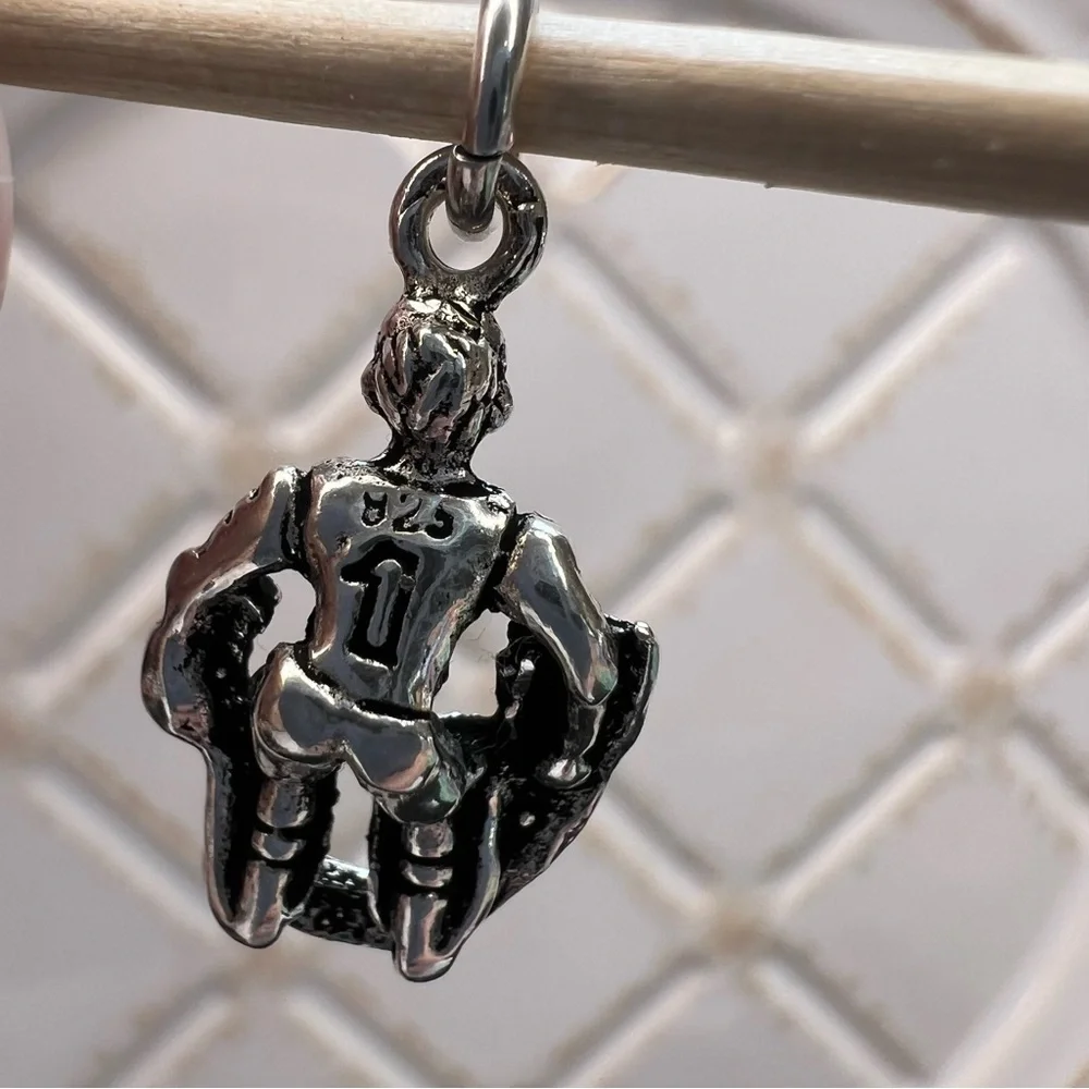 Vintage Sterling Silver Hockey Goalie Charm Pendant – 925